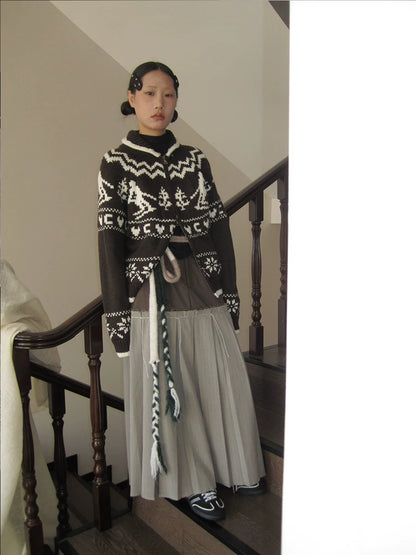Fair-Isle-Strickpullover mit Baum-Motiv