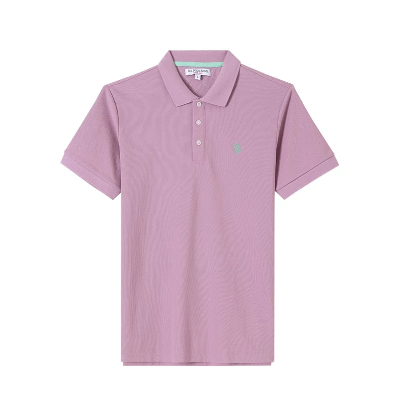 Contrast Collar Tape Cotton Blend Pique Polo Shirt