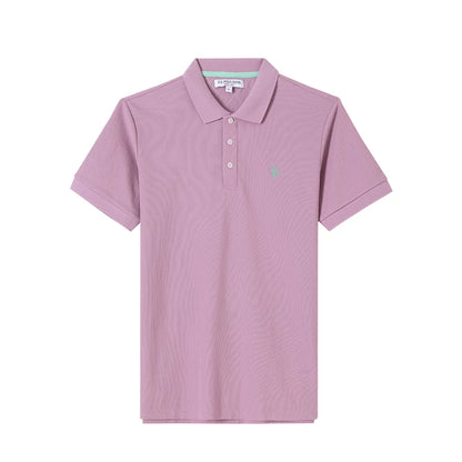 Contrast Collar Tape Cotton Blend Pique Polo Shirt