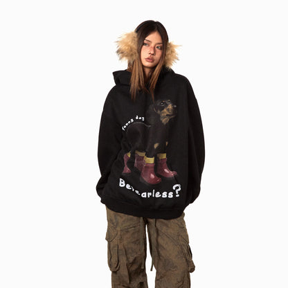 Dachshund Print Fleece Hoodie