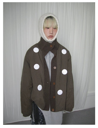 Smoke Pink Stand-Collar Quilted Jacket