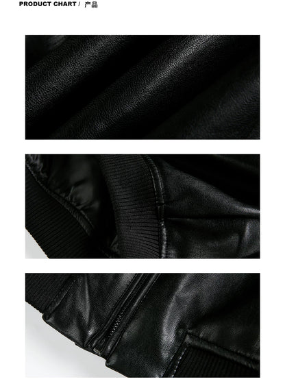 Cropped PU Leather Jacket