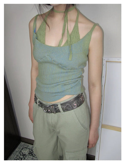 Cropped Knit Racerback Vest Top