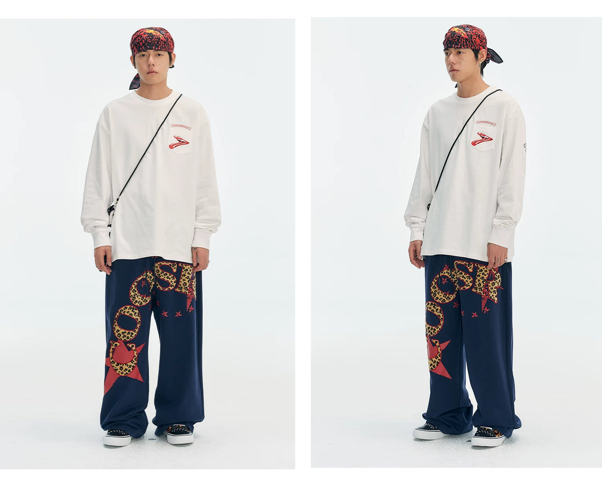 Graphic Star Embroidered Sweatpants
