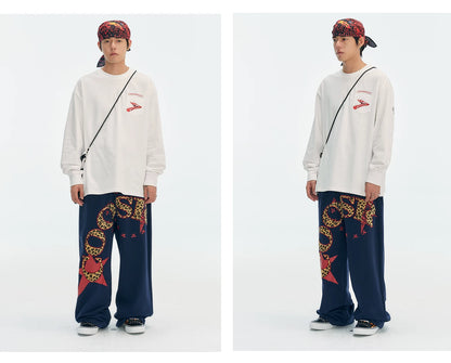 Graphic Star Embroidered Sweatpants