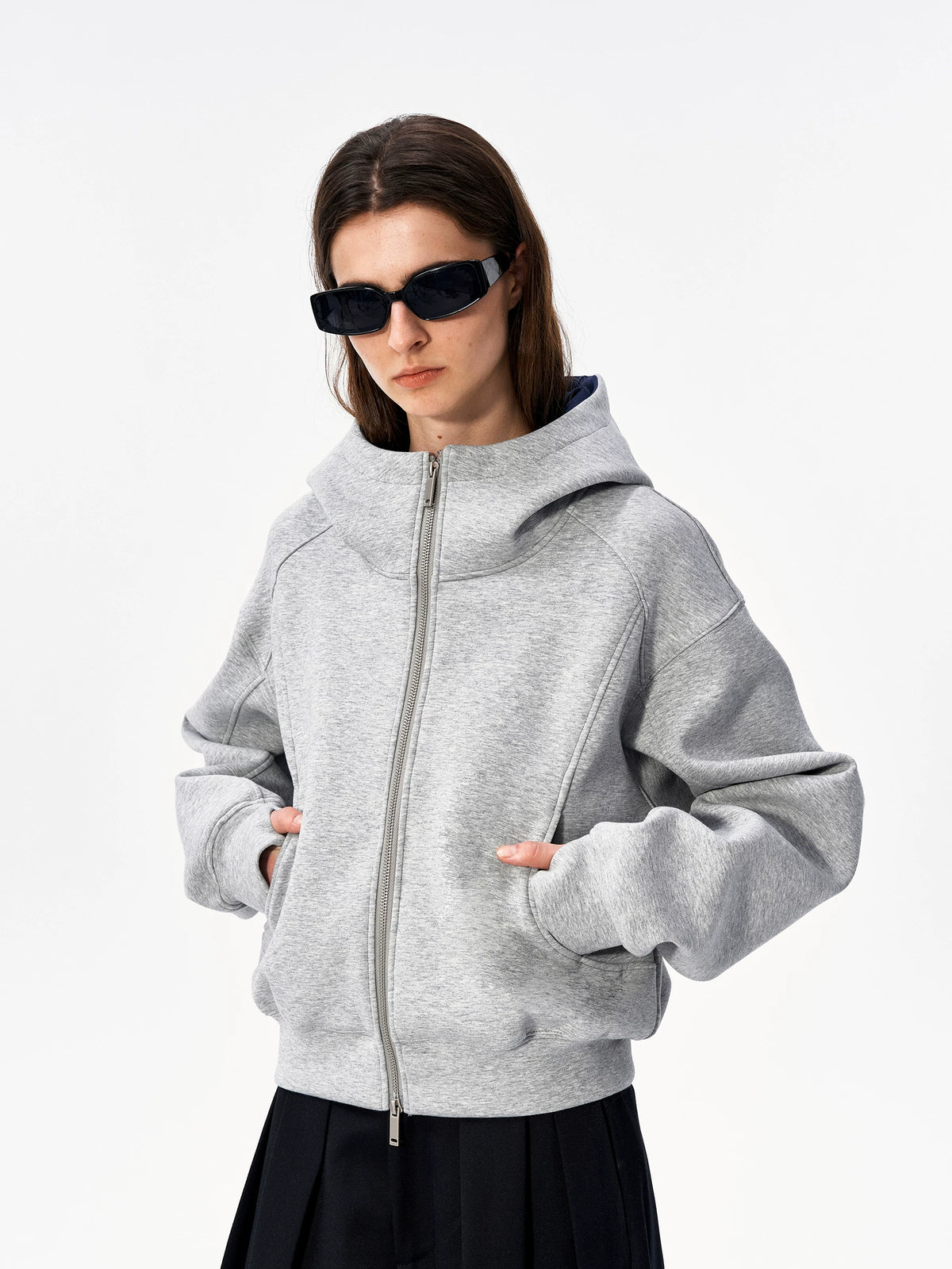 Colorblock Relaxed Zip-Up Hoodie