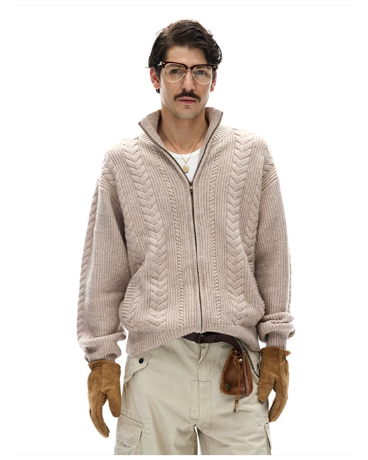 Textured Cable Knit Cardigan