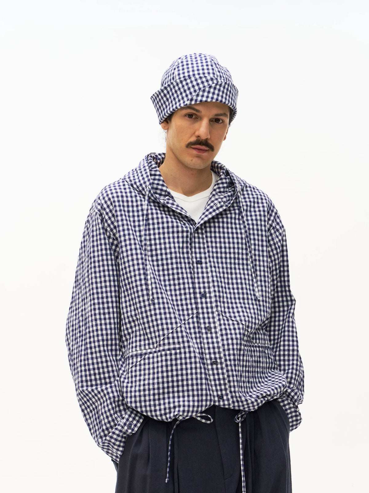 Hooded Drawstring Shirt Jacket product view