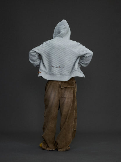 Embroidered Hooded Zip Jacket