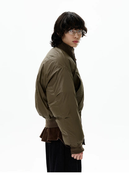 Khaki relaxed bomber jacket, side view