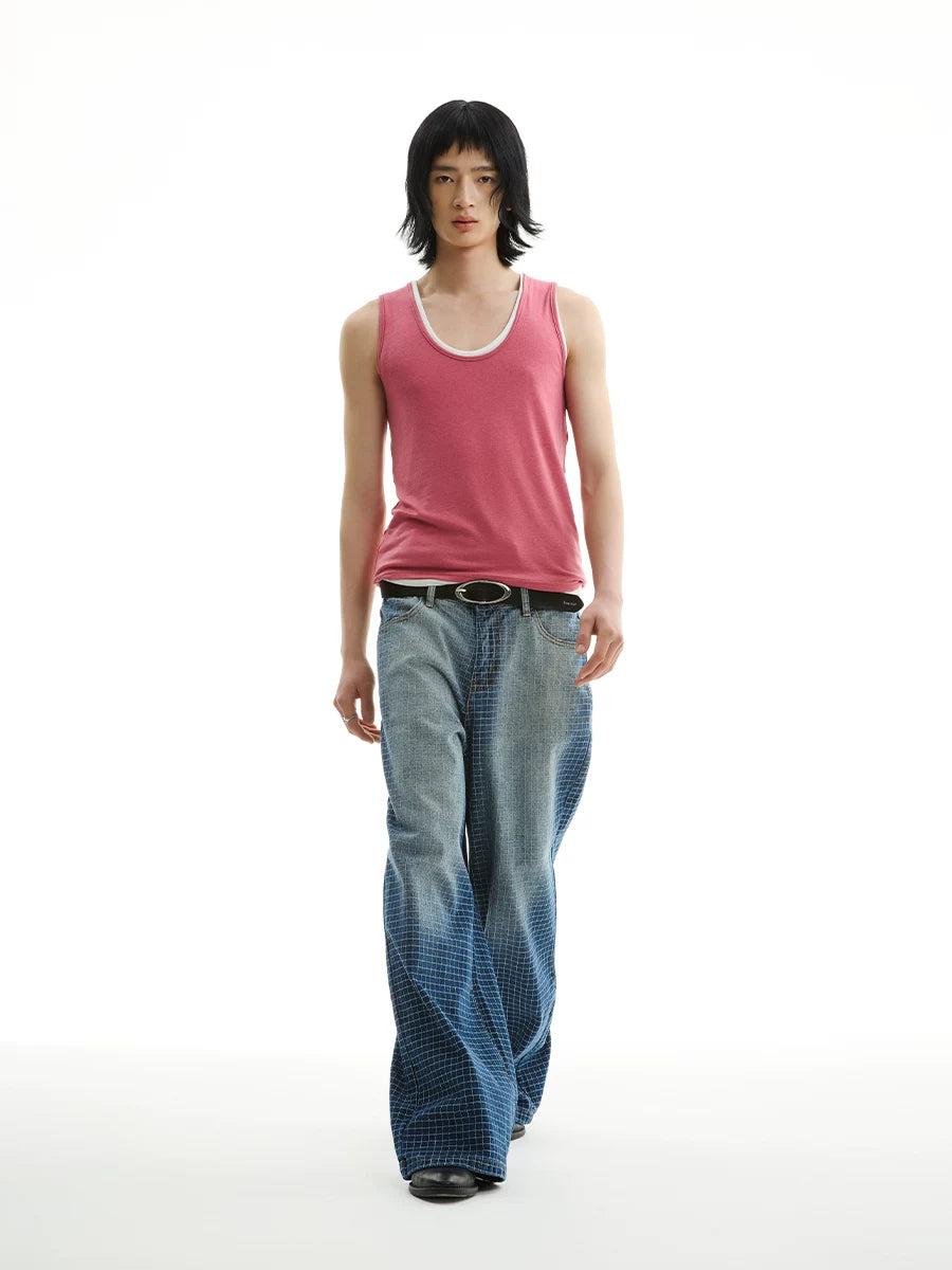 Embroidered Gradient Wash Straight-Leg Jeans