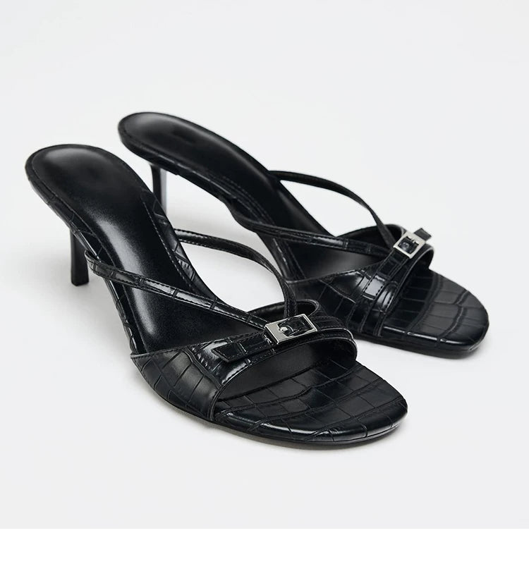 Women's High-Heel Single Strap Mule Sandals