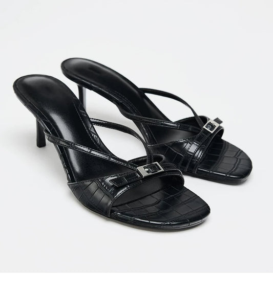 Women's High-Heel Single Strap Mule Sandals