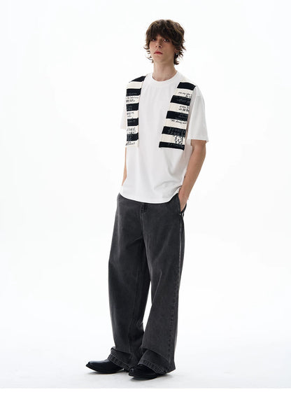 Graphic Knit-Panel Short-Sleeve T-Shirt