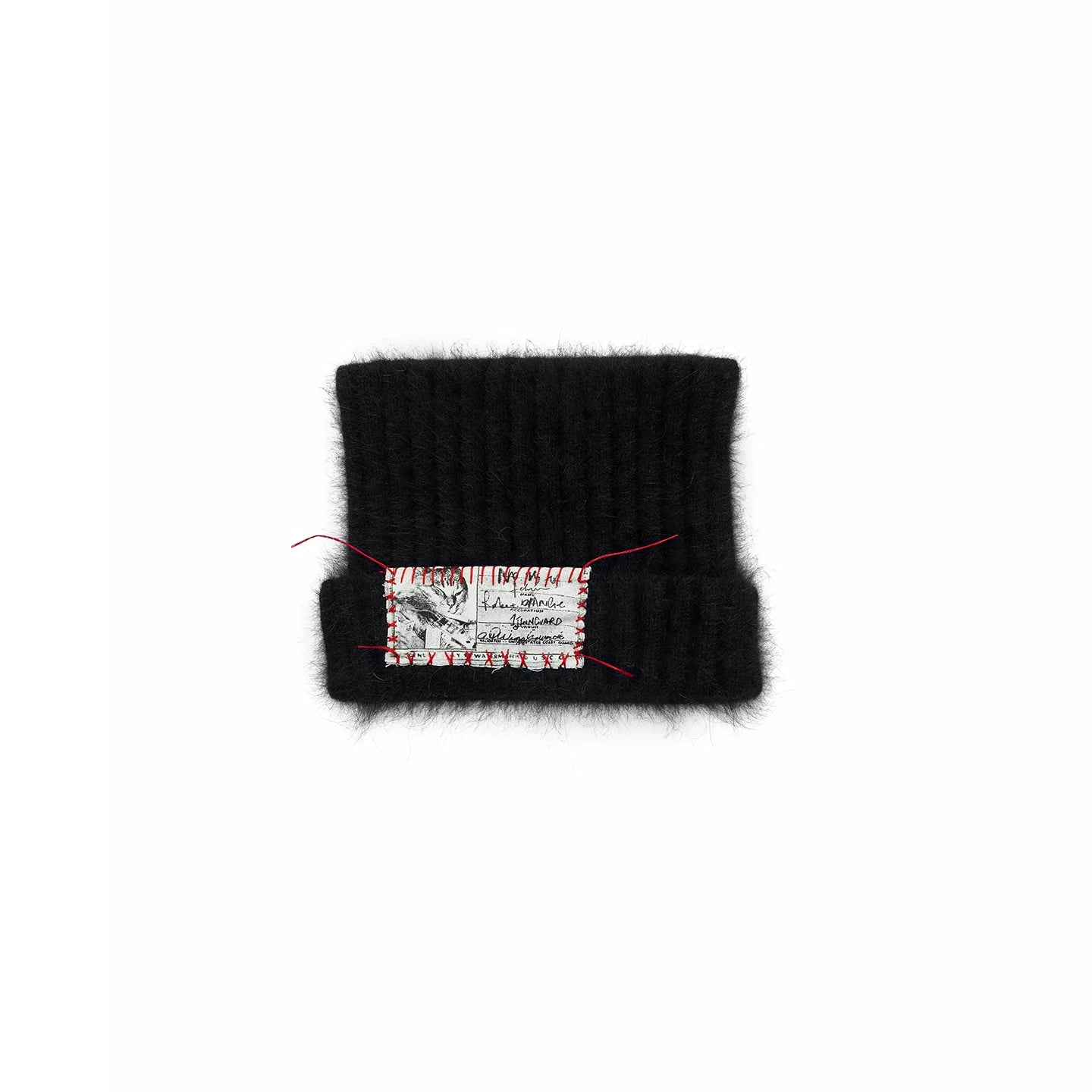 Cat Ear Faux Fur Knit Beanie with Hand-Sewn Label