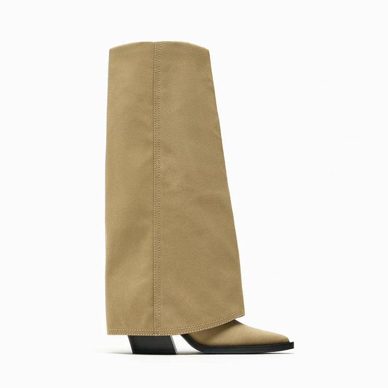 Women's Pointed Toe Block Heel Western Knee-High Boots