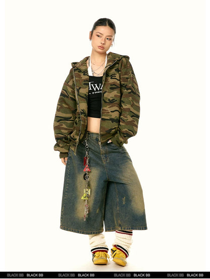 Camouflage Hooded Zip Jacket