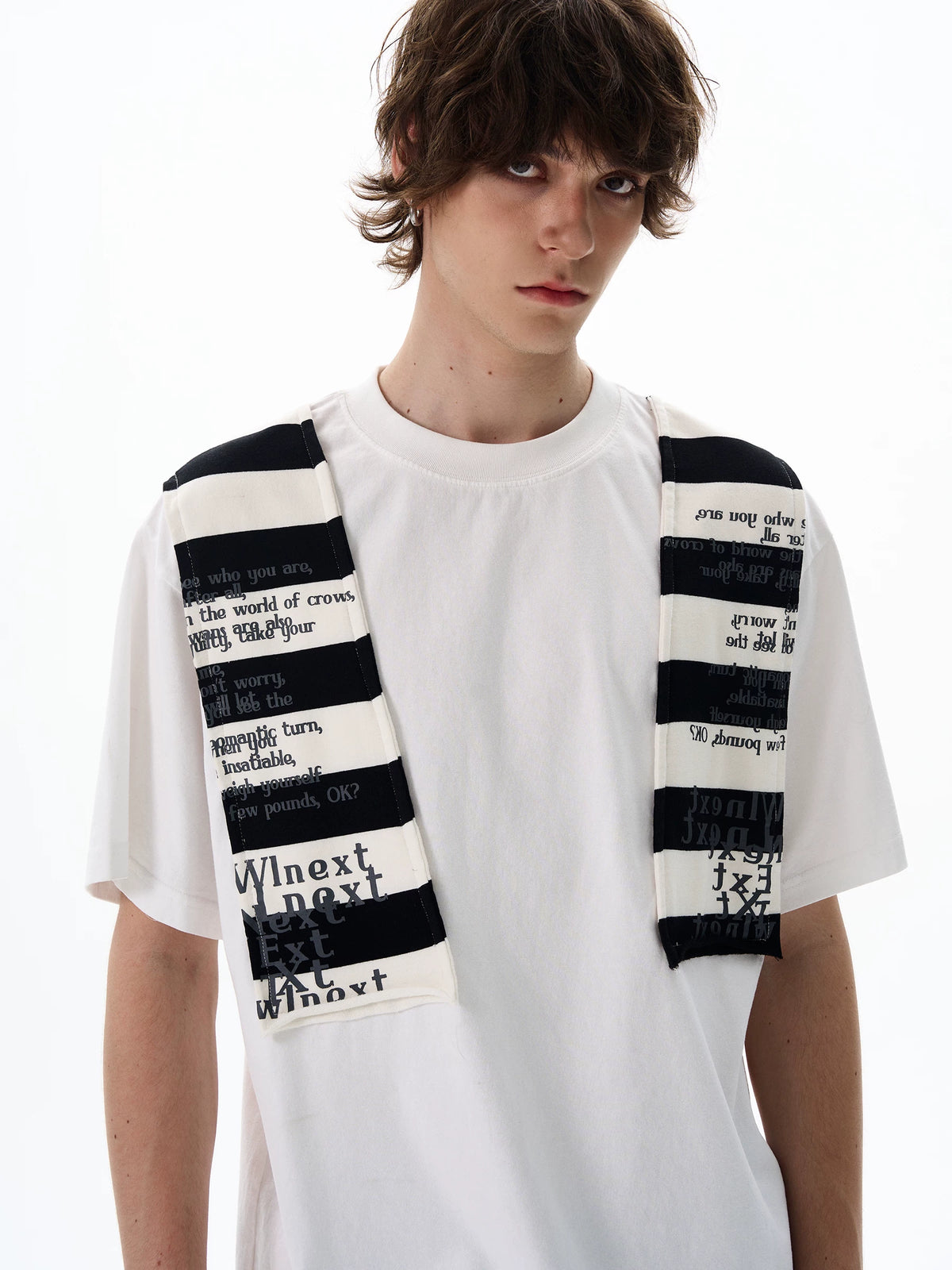 Graphic Knit-Panel Short-Sleeve T-Shirt
