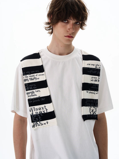 Graphic Knit-Panel Short-Sleeve T-Shirt