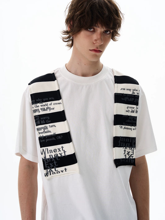 T-shirt de Manga Curta com Painéis Gráficos em Malha