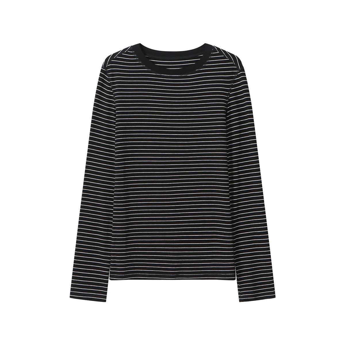 Tencel-Wool Striped Long Sleeve Top