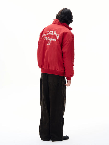 Men’s Red Embroidered Flight Jacket