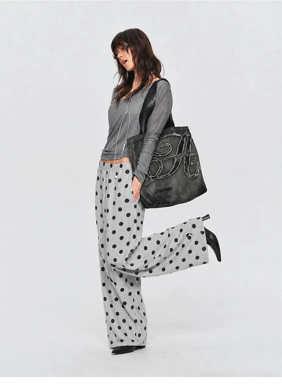Polka Dot Relaxed Wide-Leg Pants