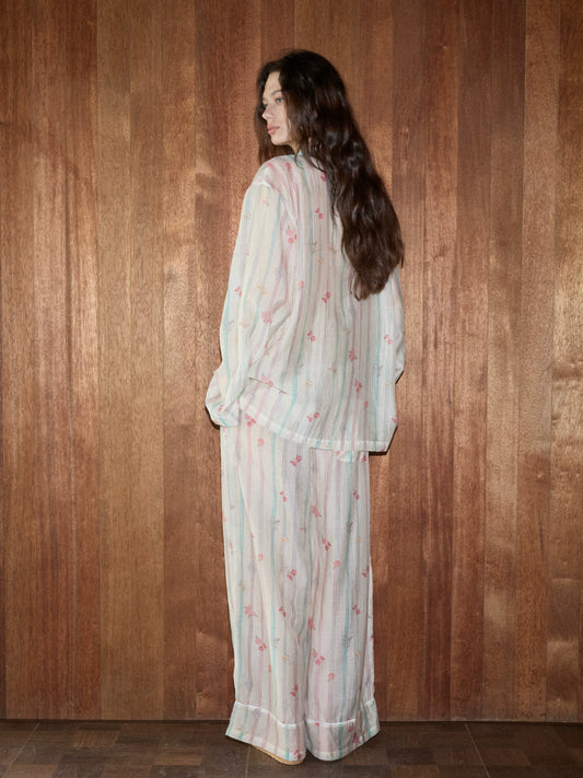 Sheer Floral Tencel Couples’ Pajama Set
