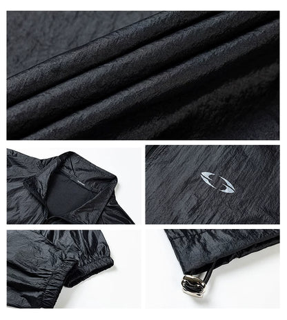Crinkled Stand Collar Zip Jacket