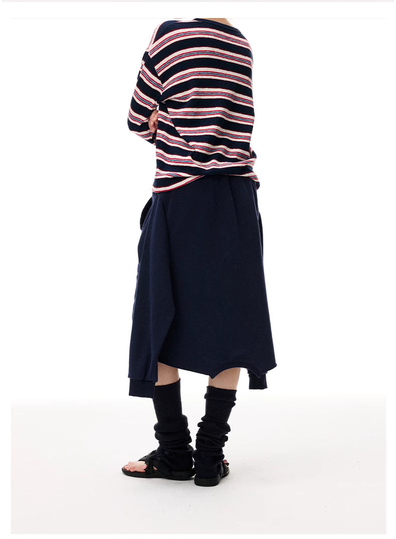 Detachable Sleeve Distressed Midi Skirt