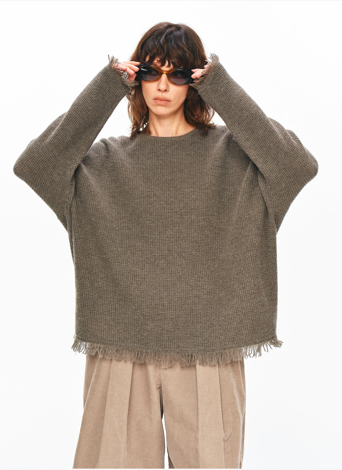 Textured Fringe Wool Sweater - 360 view 1