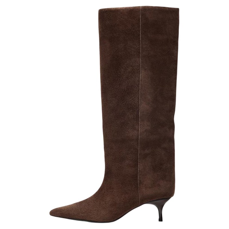 Women's Pointed Toe Stiletto Wide-Calf Knee-High Boots