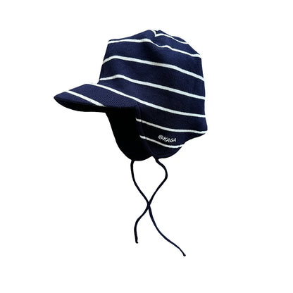 Star Print Earflap Beanie in Navy, Pink, Army Green and Dark Brown color