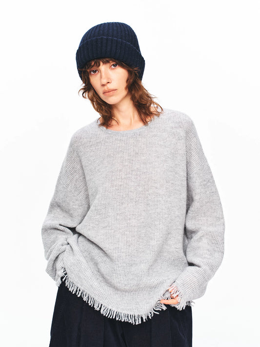 Textured Fringe Wool Sweater