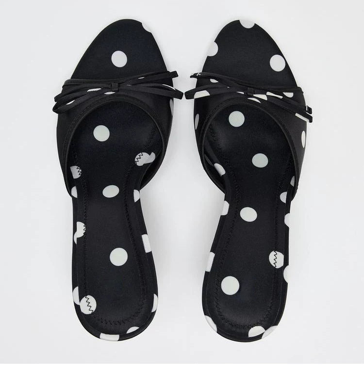 Women's Bow Open Toe High-Heel Mule Sandals