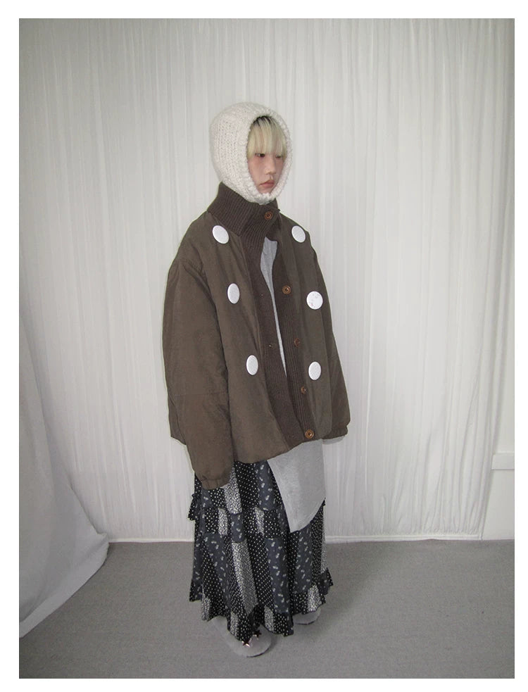Smoke Pink Stand-Collar Quilted Jacket