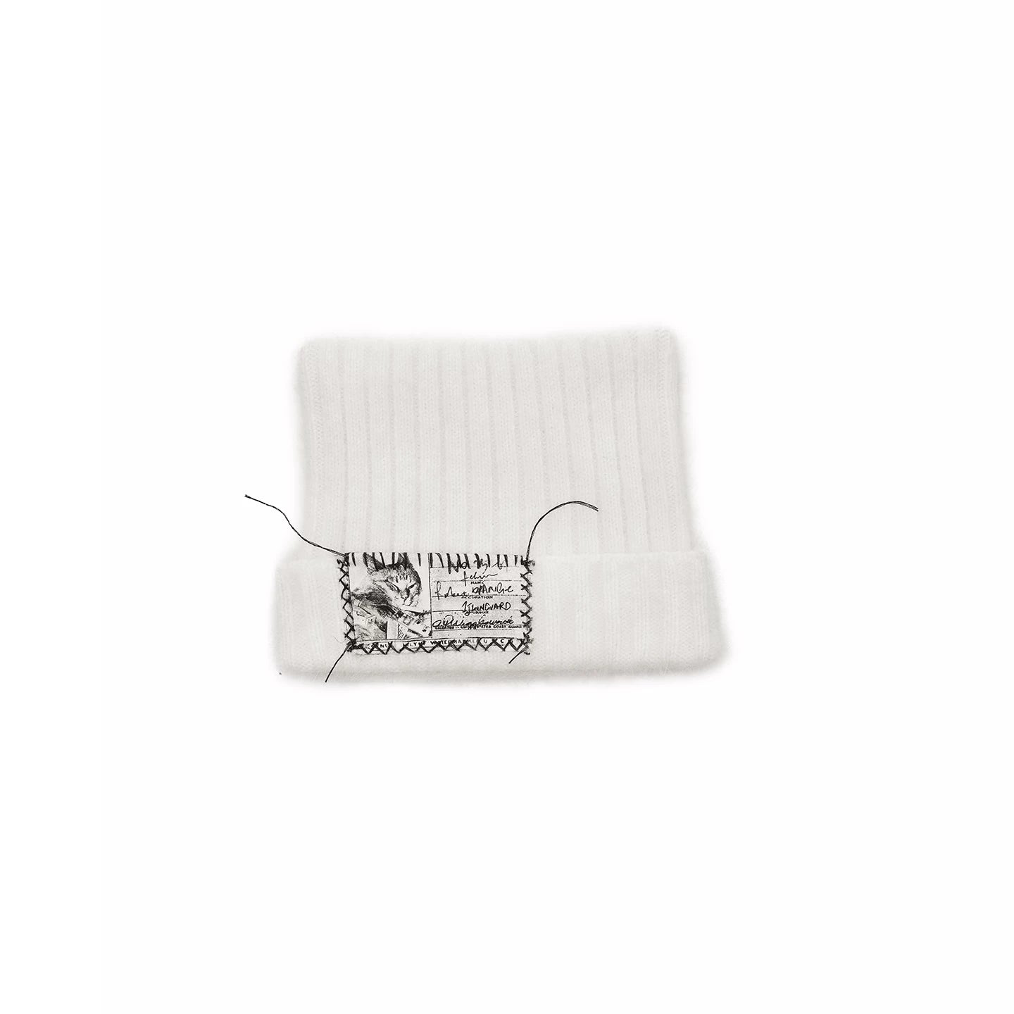 Cat Ear Faux Fur Knit Beanie with Hand-Sewn Label