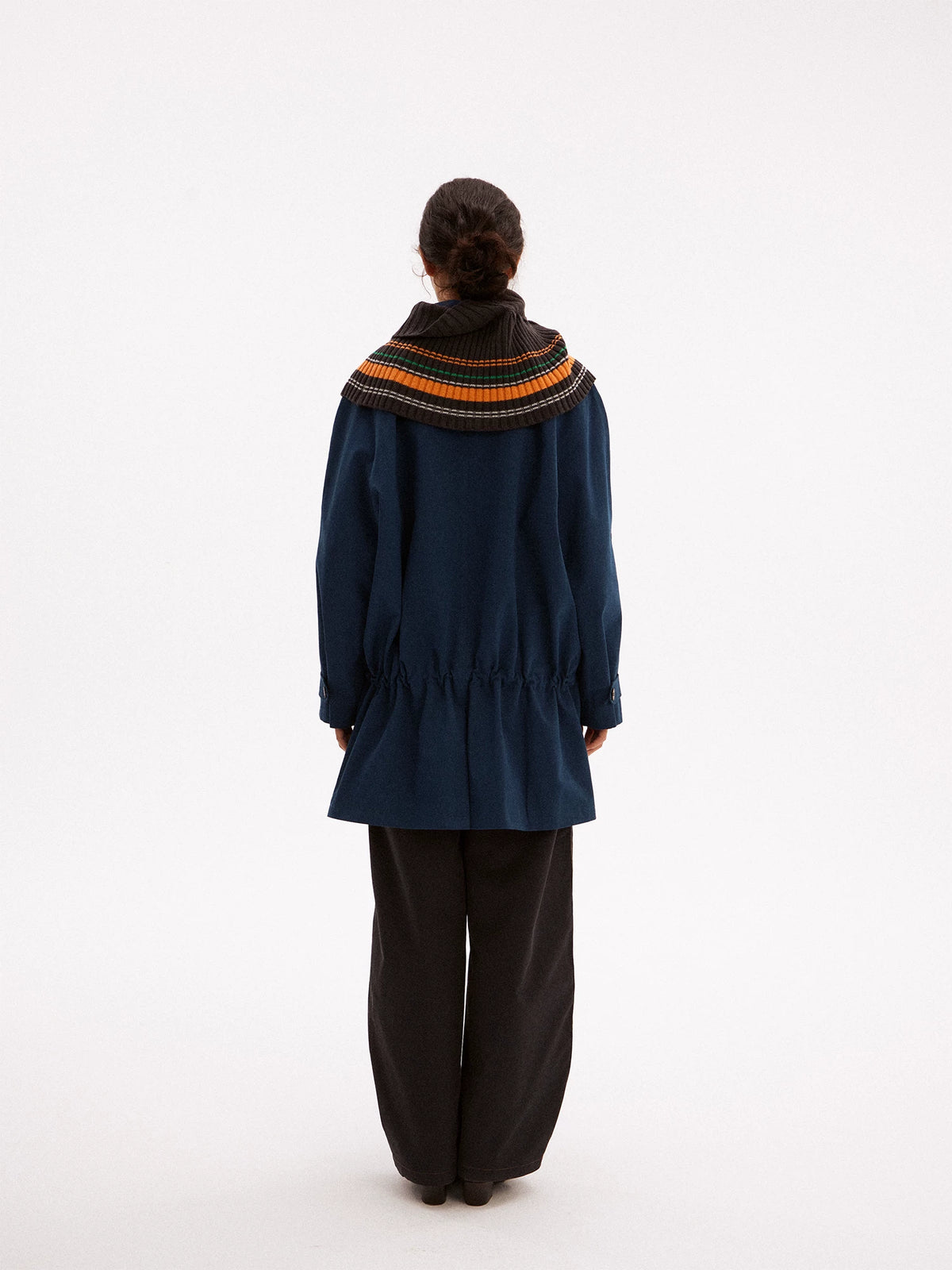 Striped Wool Blend Shoulder Cape