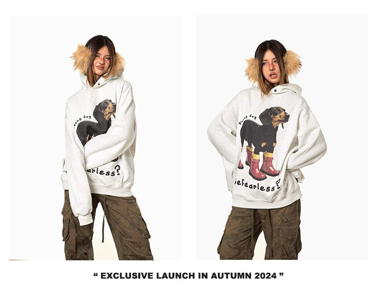Dachshund Print Fleece Hoodie