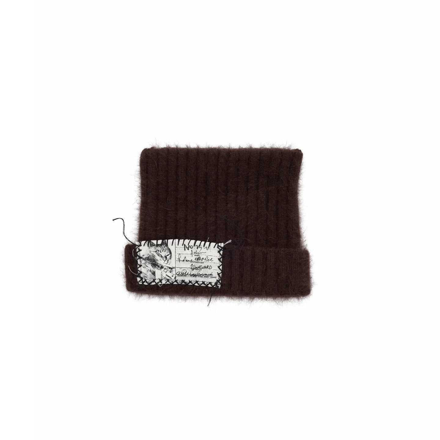 Cat Ear Faux Fur Knit Beanie with Hand-Sewn Label