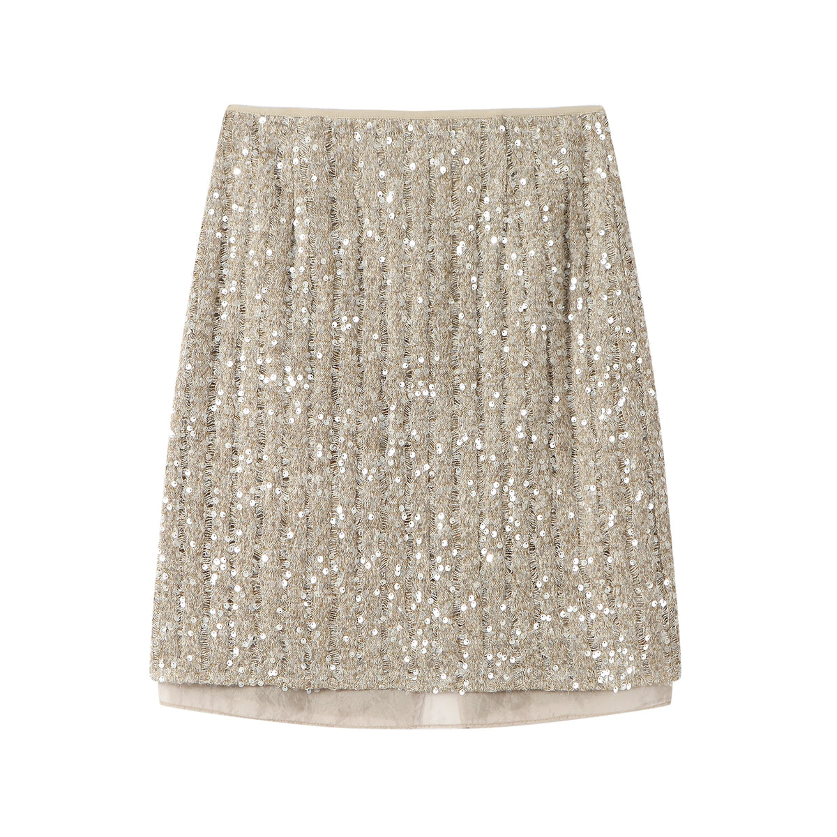 Sequin Slit Mini Skirt