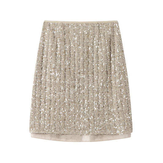 Sequin Slit Mini Skirt