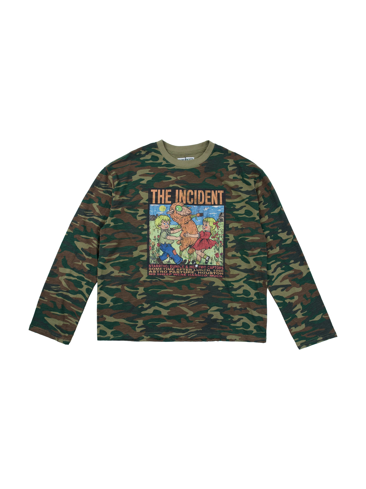 Vintage Graphic Long Sleeve T-Shirt, Camouflage front product view