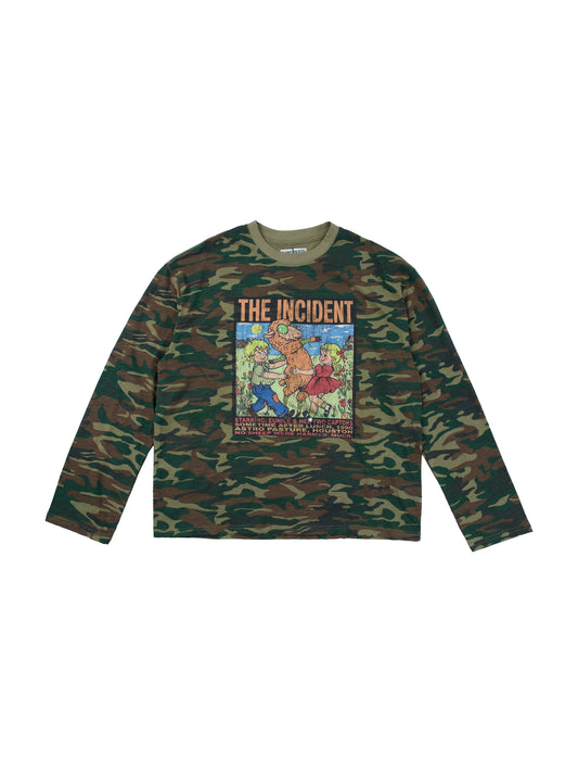 Vintage Graphic Long Sleeve T-Shirt, Camouflage front product view