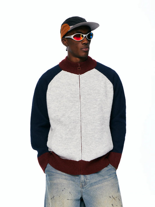 Men's Color-Block Zip Knit Cardigan product photo