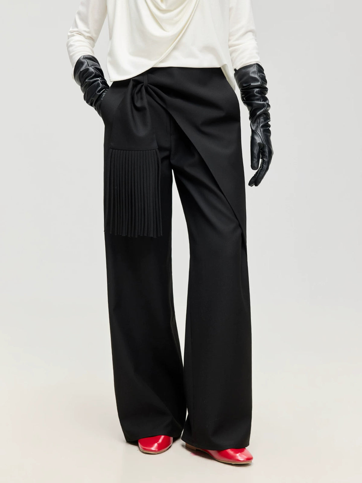 Fringed Belt Tailored Trousers