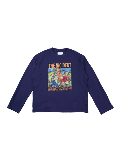 Vintage Graphic Long Sleeve T-Shirt, Blue purple front product view