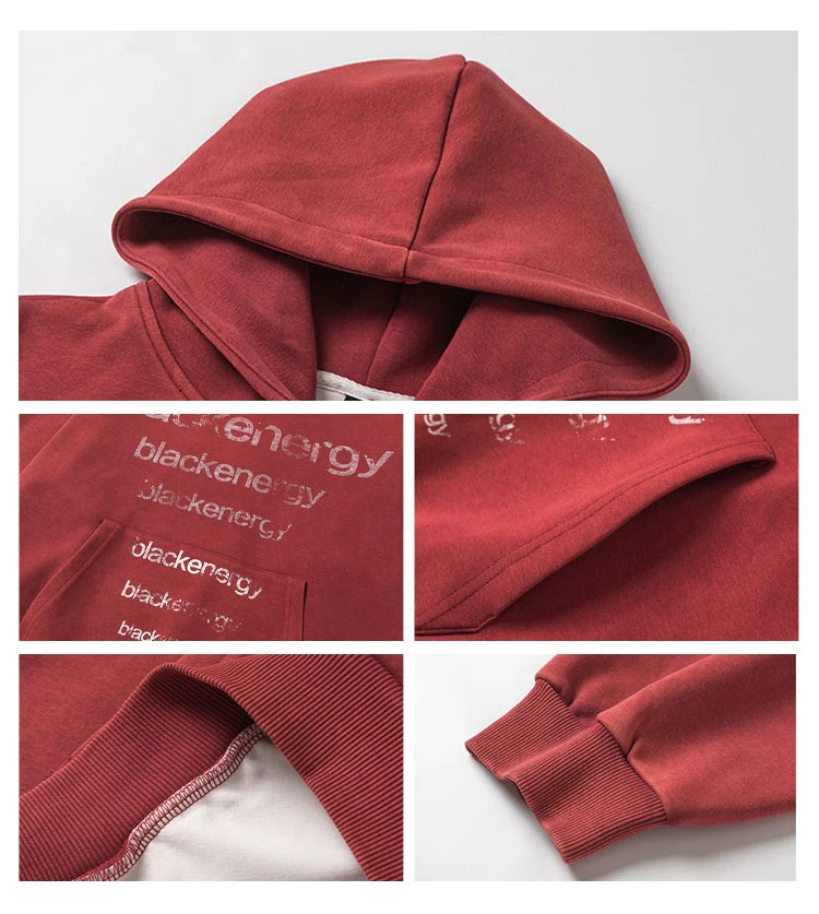 Washed Letter Print Hoodie