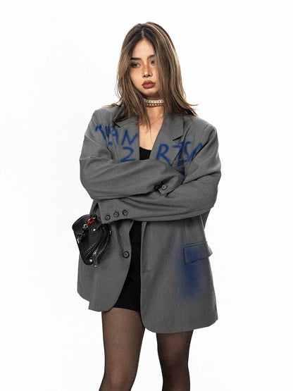 Blue Print Oversized Blazer