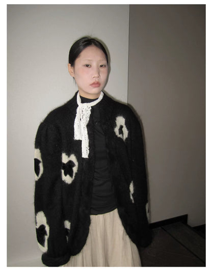 Floral Jacquard Knit Cardigan
